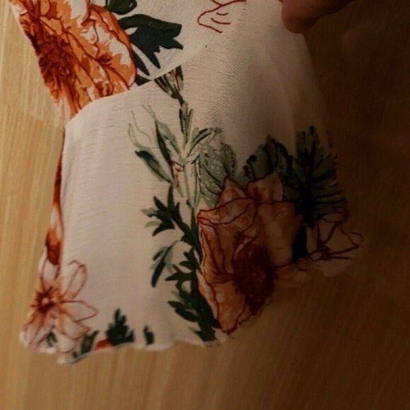 After Market Womens White Floral Long Sleeve Boho Blouse Small - Picture 4 of 7